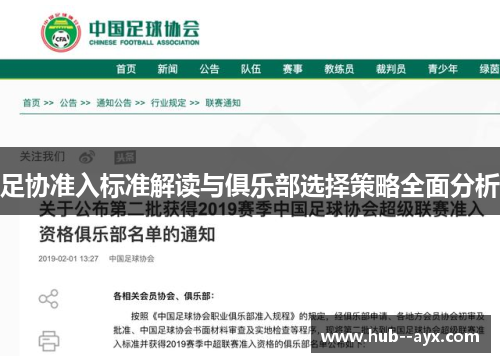 足协准入标准解读与俱乐部选择策略全面分析